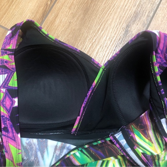 NWOT Rare Septangle V Neck Jeweltone One Piece Swimsuit Slimming Swimdress Sz 14 - Picture 7 of 9